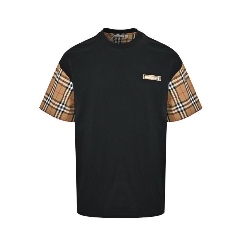 Burberry Check Sleeve Black T-Shirt view