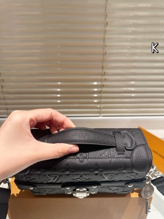 Black Leather Box Shoulder Bag with Studded Hardware view 5