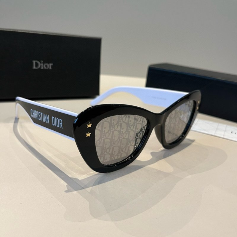 Dior Club Black Cat-Eye Sunglasses with Gold Star Detail