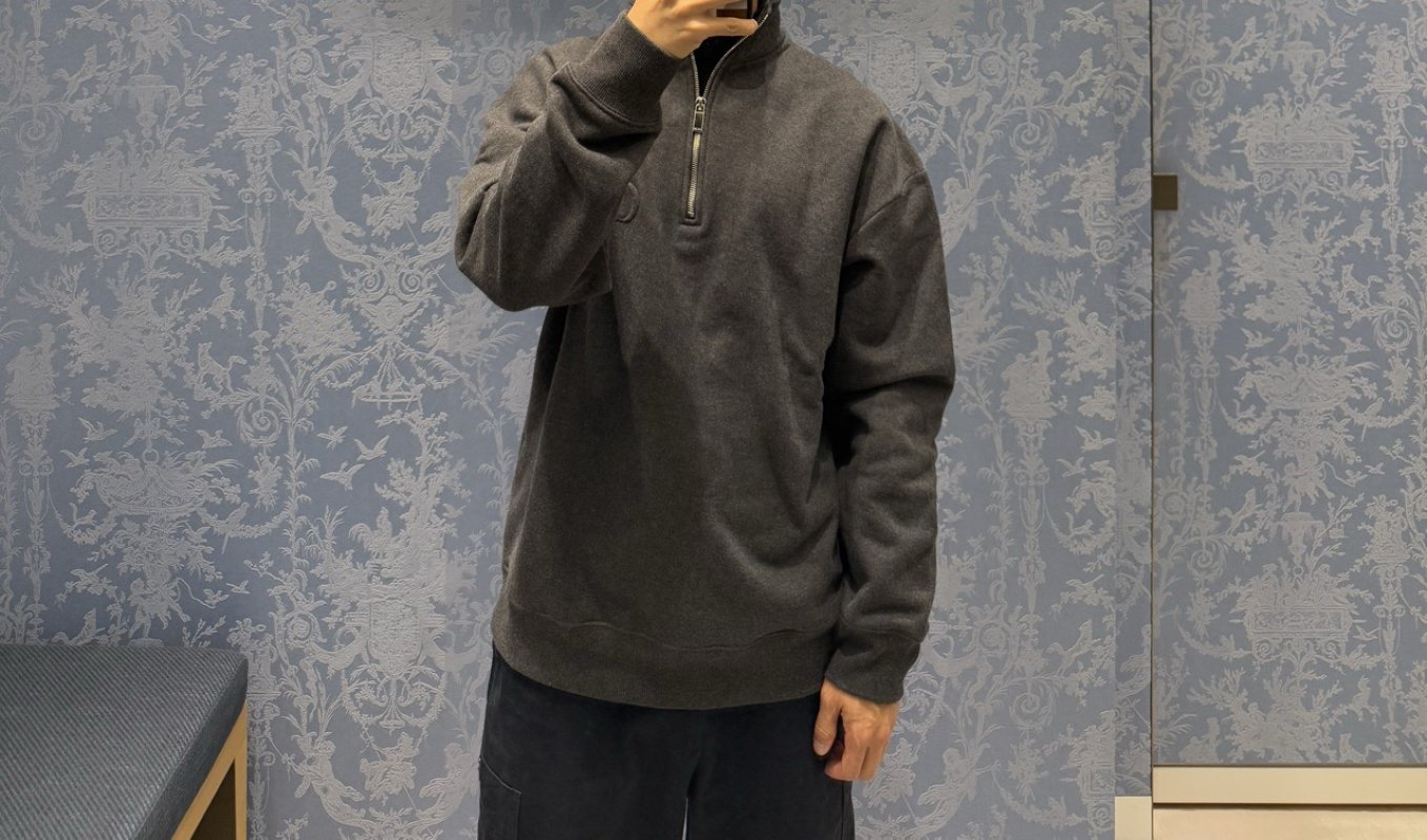 Dior CD Logo Half-Zip Fleece Hoodie Charcoal Grey view