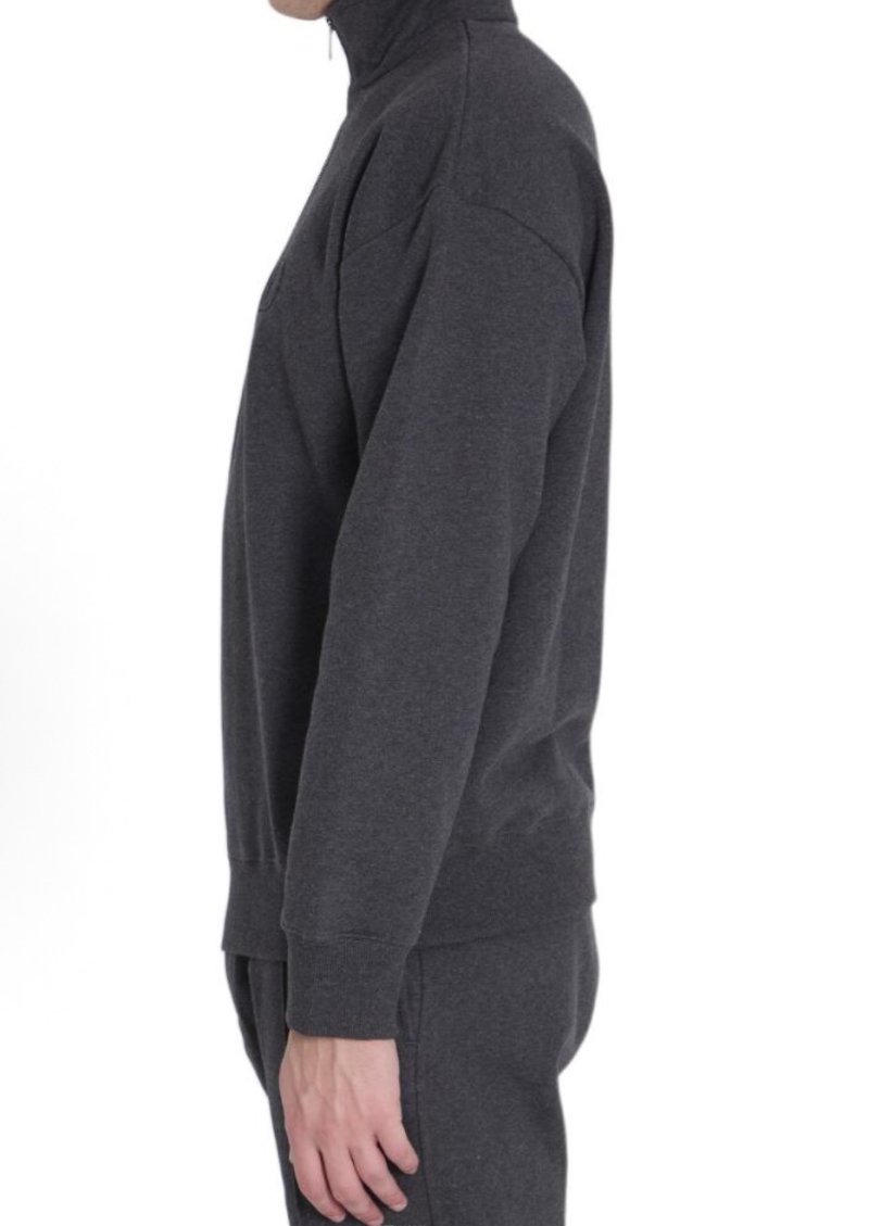 Dior CD Logo Half-Zip Fleece Hoodie Charcoal Grey view