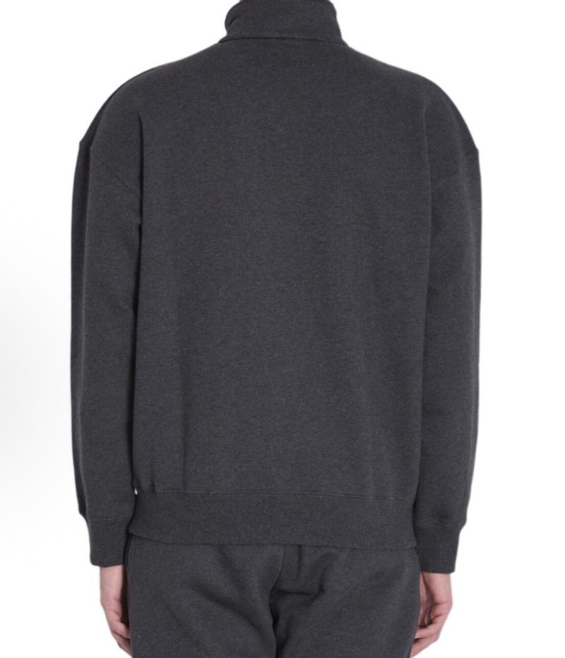 Dior CD Logo Half-Zip Fleece Hoodie Charcoal Grey view