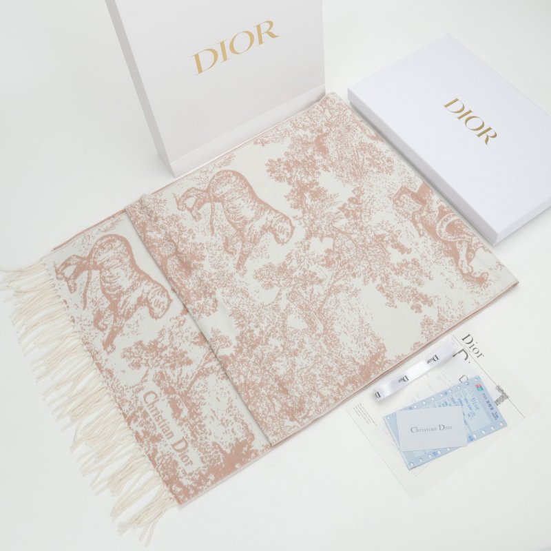 Dior Sauvage Toile de Jouy Fringe Long Scarf – Blush
