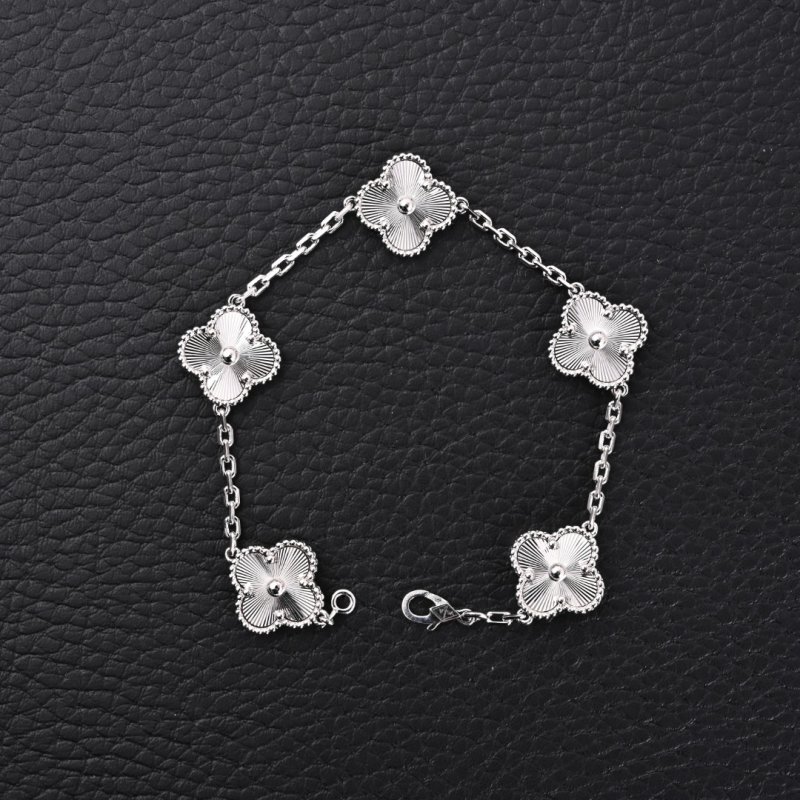 Van Cleef & Arpels Vintage Alhambra Five Clover Silver Bracelet