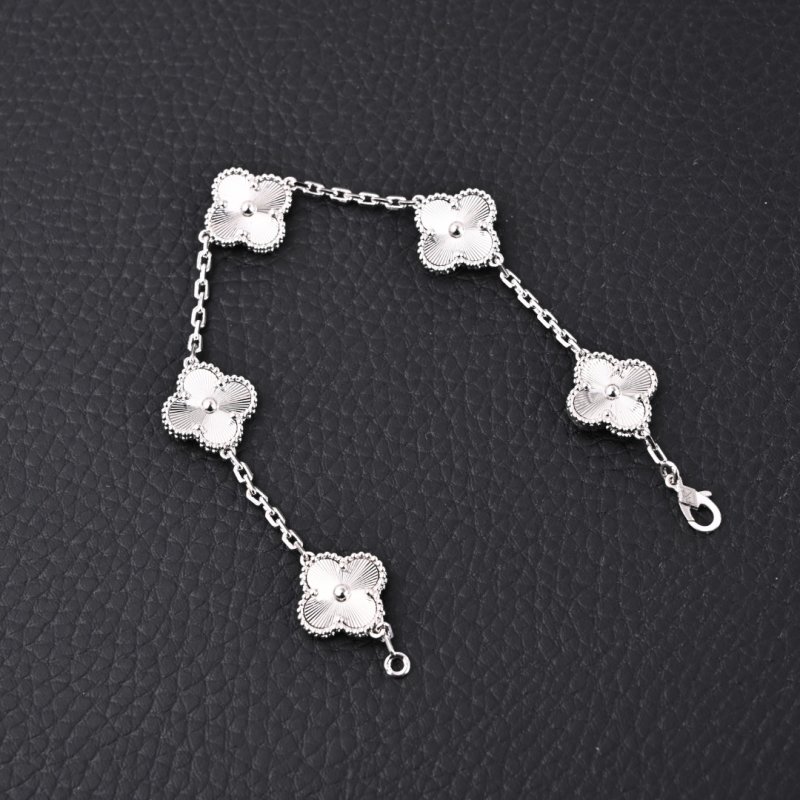 Van Cleef & Arpels Vintage Alhambra Five Clover Silver Bracelet view