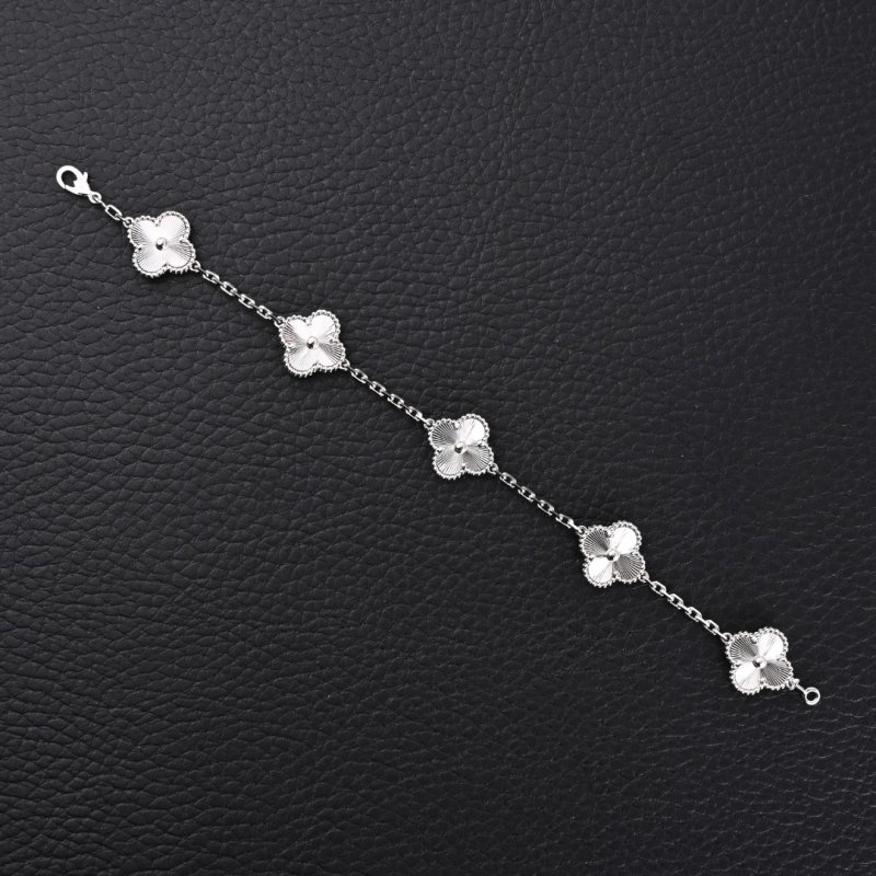Van Cleef & Arpels Vintage Alhambra Five Clover Silver Bracelet view