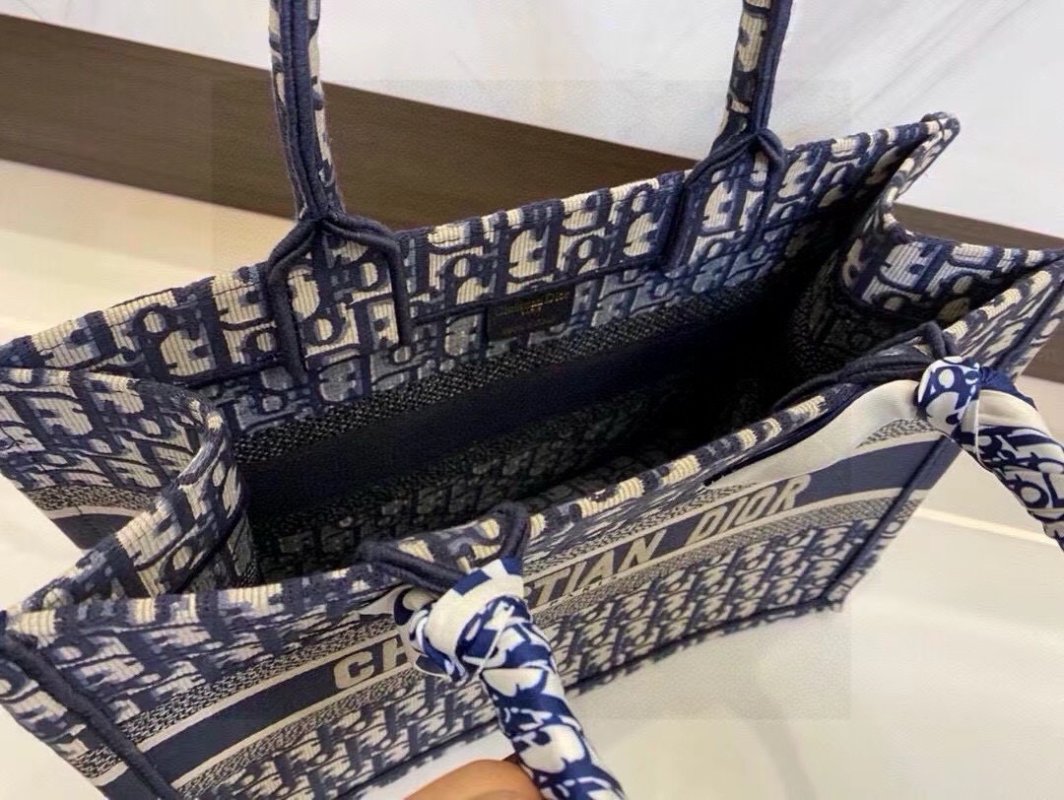 Dior Book Tote Bag Navy Monogram Canvas view