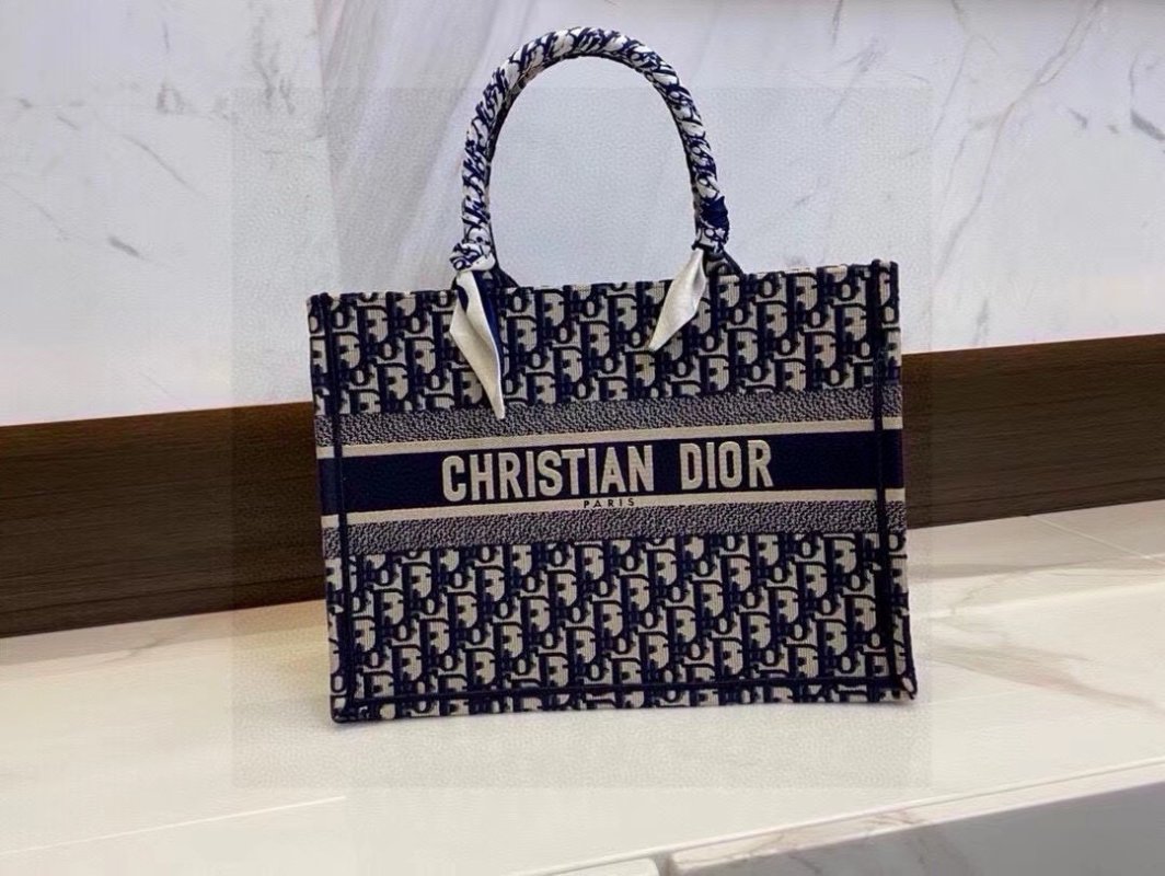 Dior Book Tote Bag Navy Monogram Canvas view