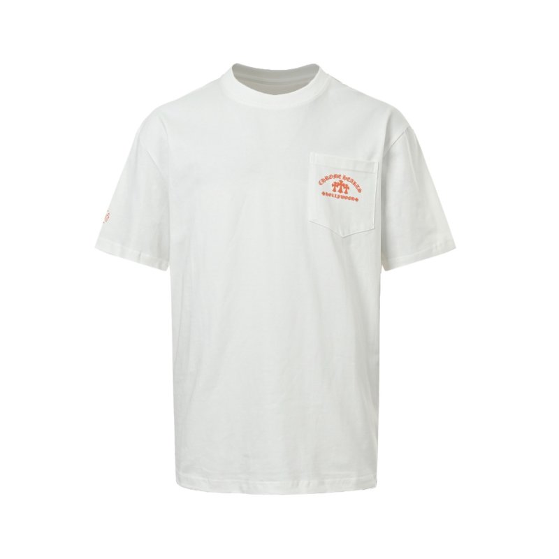 White Graphic Pocket T-Shirt with Orange Embroidered Logo view