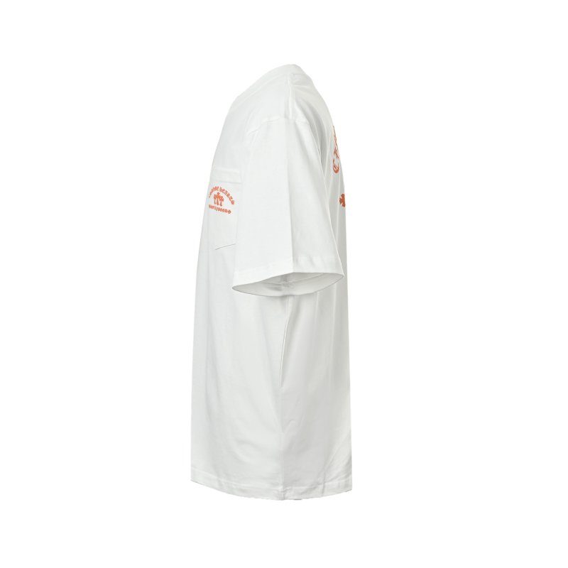 White Graphic Pocket T-Shirt with Orange Embroidered Logo view
