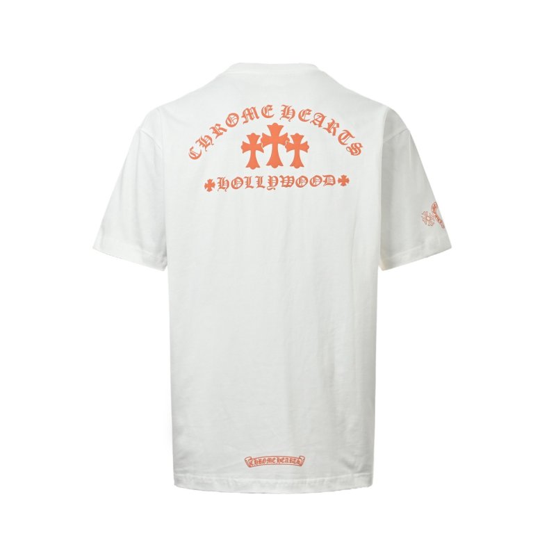 White Graphic Pocket T-Shirt with Orange Embroidered Logo view
