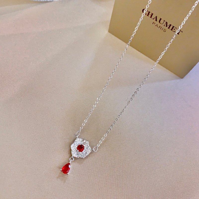 Chaumet Bee My Love Rose Gold Pendant Necklace Red Crystal view
