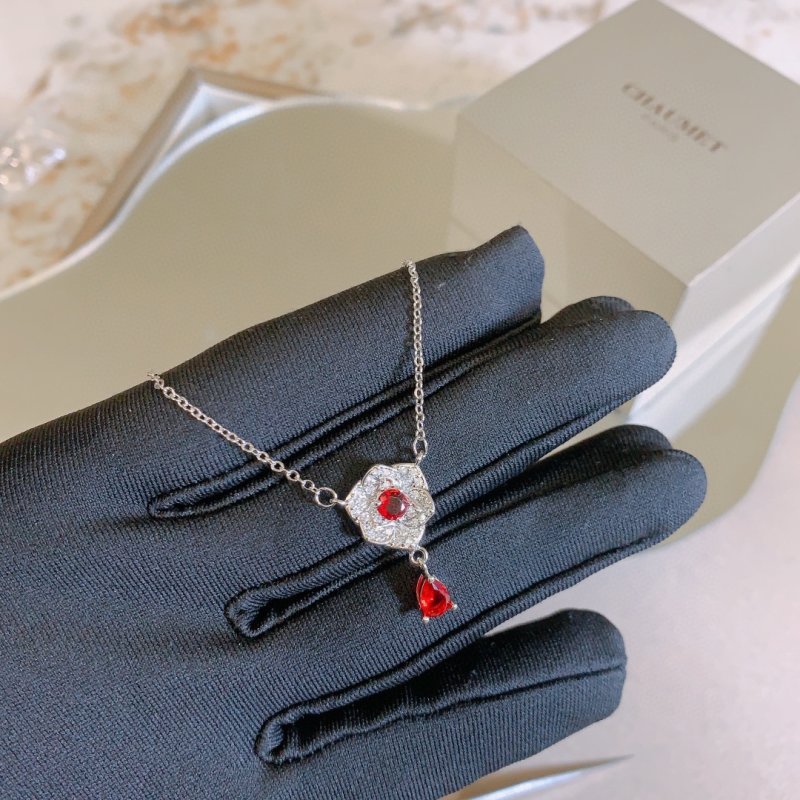 Chaumet Bee My Love Rose Gold Pendant Necklace Red Crystal view