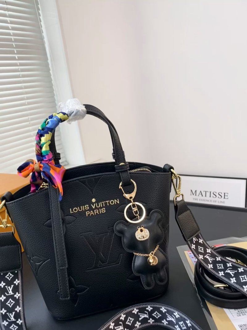 Louis Vuitton Black Monogram Tote Bag with Charm