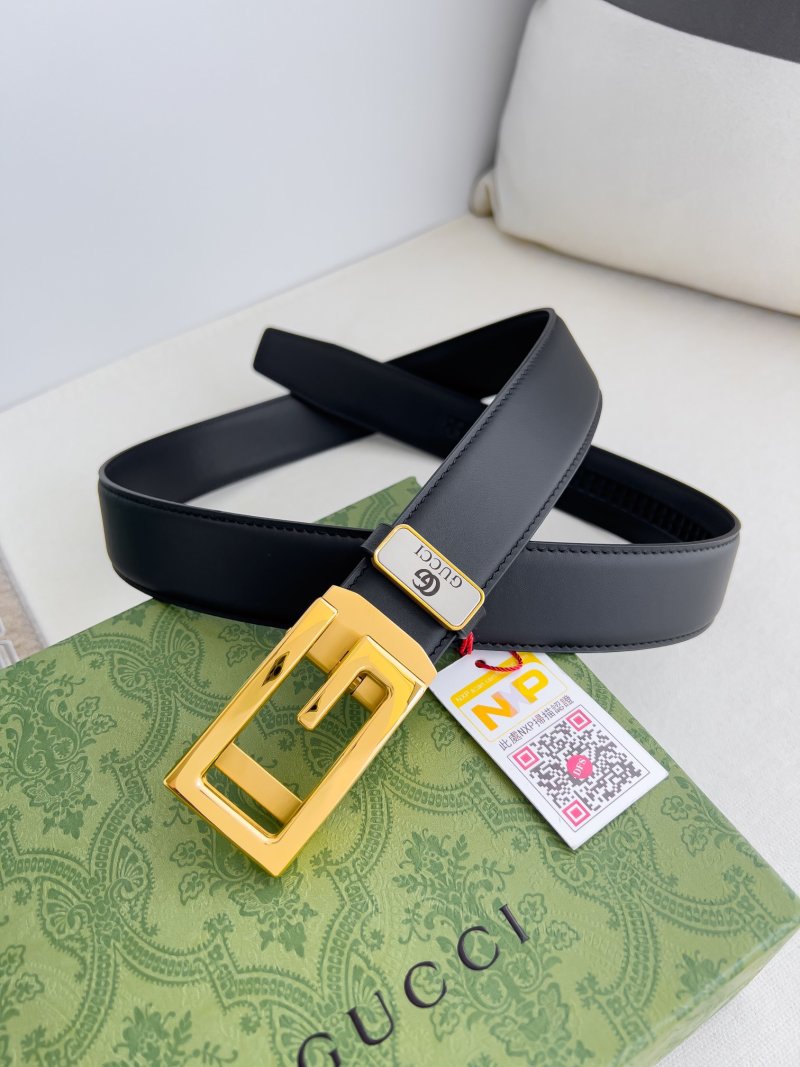 Gucci GG Automatic Leather Belt Black with Gold Buckle
