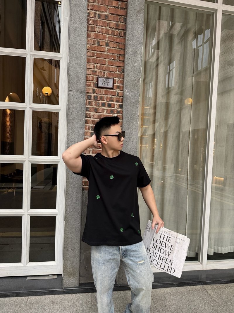 Dior Black T-Shirt with Green Clover Embroidery view