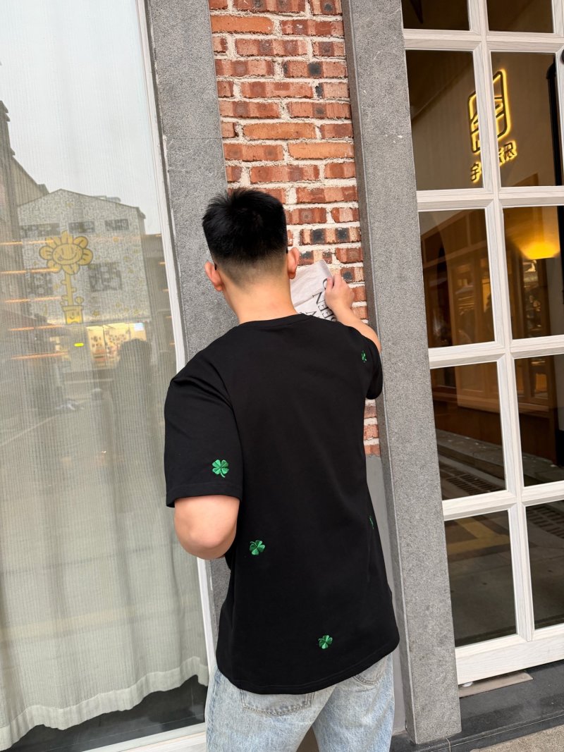 Dior Black T-Shirt with Green Clover Embroidery view