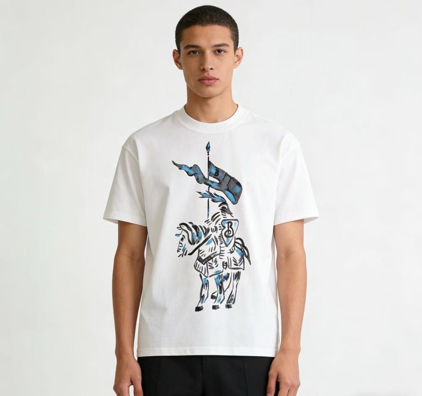Burberry White Elephant Flag Graphic T-Shirt