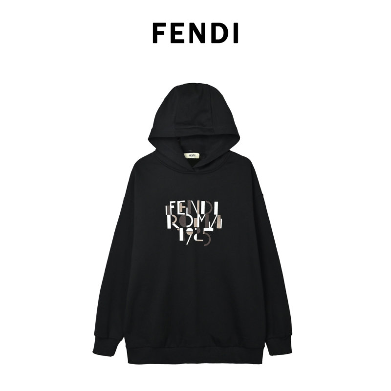 Fendi Black Graphic Logo Hoodie view
