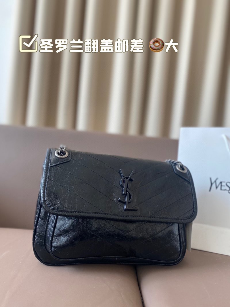 Saint Laurent Niki Black Crinkled Leather Shoulder Bag view