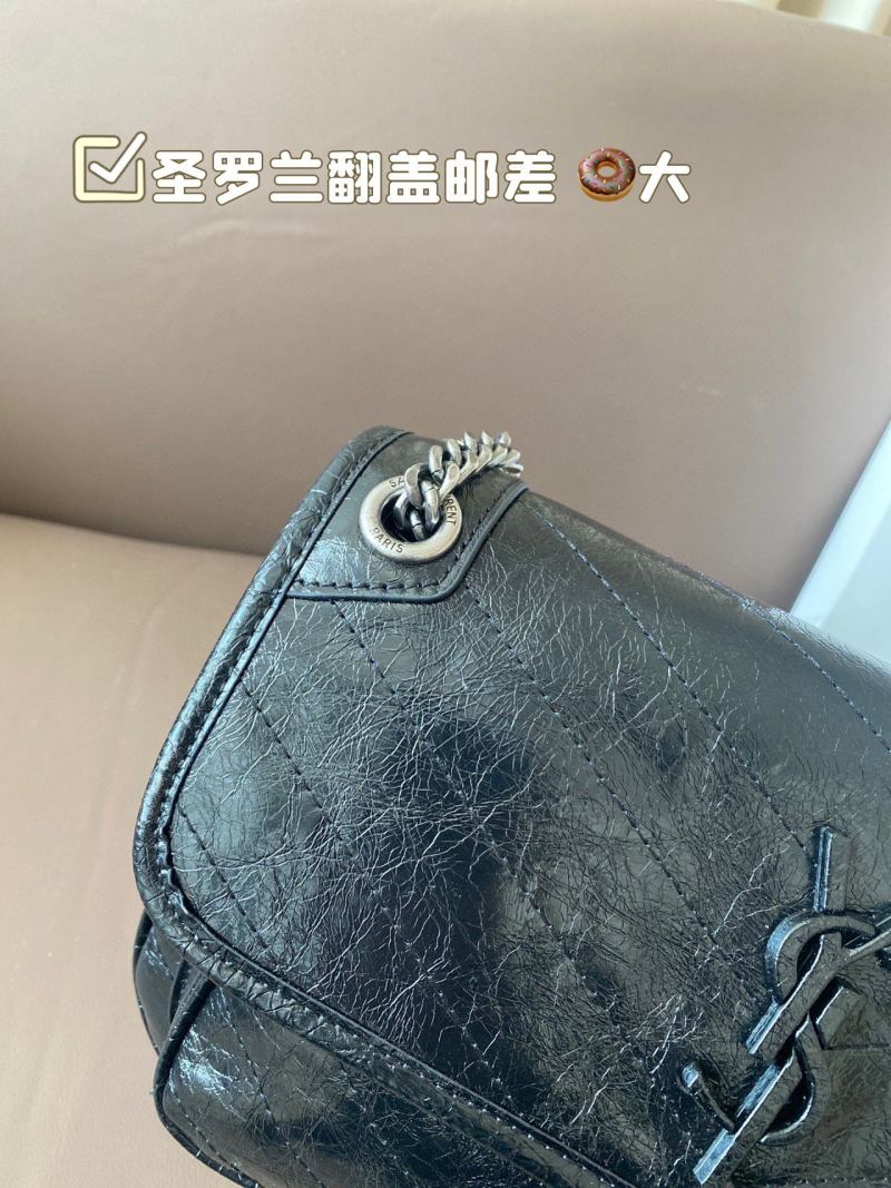 Saint Laurent Niki Black Crinkled Leather Shoulder Bag view