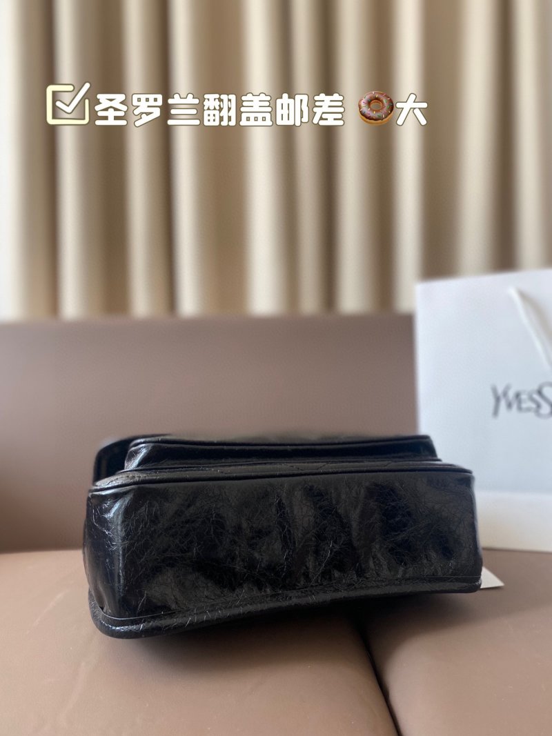 Saint Laurent Niki Black Crinkled Leather Shoulder Bag view