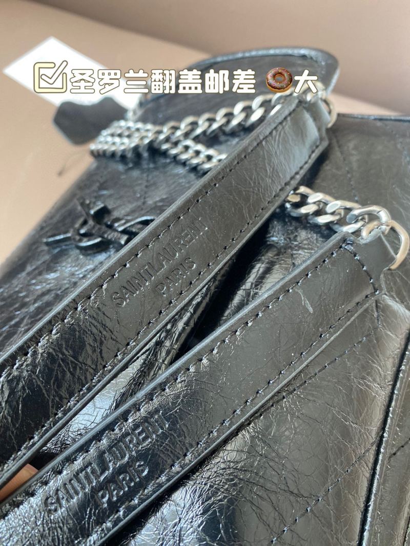 Saint Laurent Niki Black Crinkled Leather Shoulder Bag view