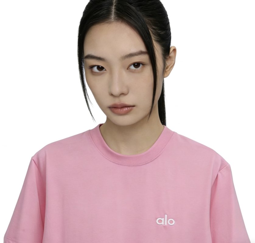 Alo Pink Crew Neck Short Sleeve T-Shirt