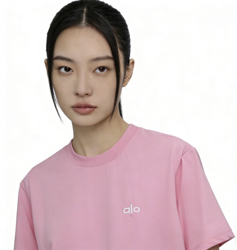 Alo Pink Crew Neck Short Sleeve T-Shirt view