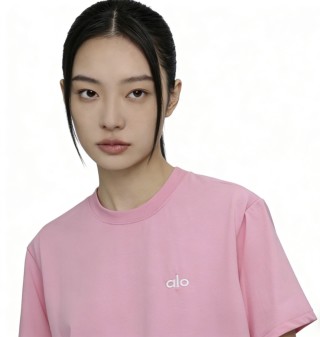 Alo Pink Crew Neck Short Sleeve T-Shirt view 2