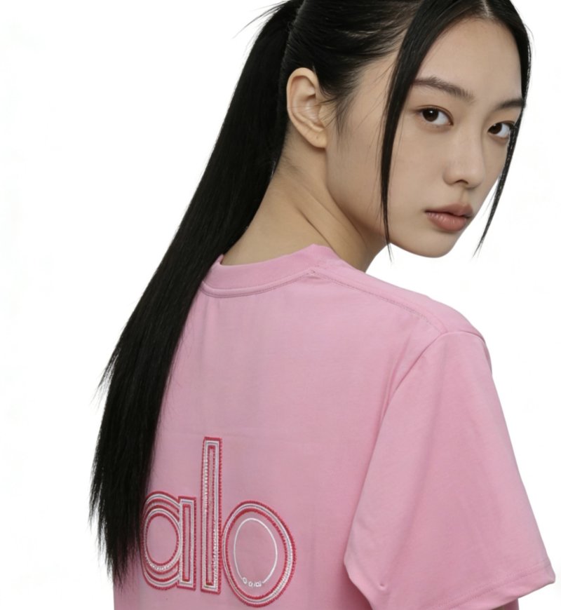 Alo Pink Crew Neck Short Sleeve T-Shirt view
