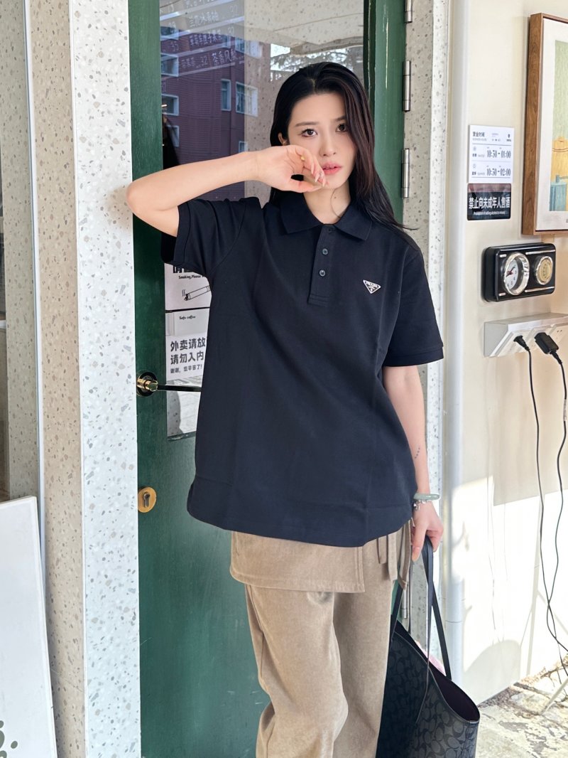 Prada Black Short-Sleeve Polo Shirt