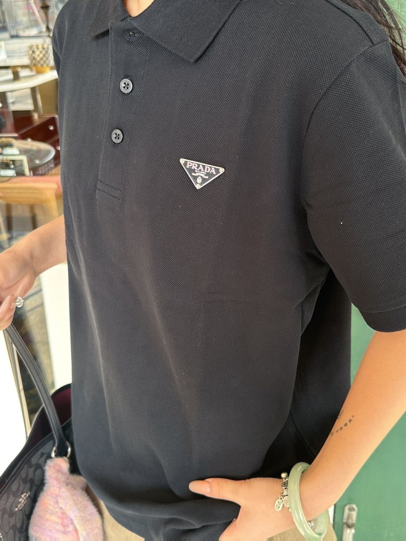 Prada Black Short-Sleeve Polo Shirt view