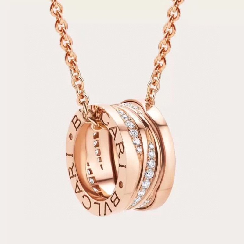 Bulgari B.Zero1 Rose Gold Diamond Hollow Pendant Necklace