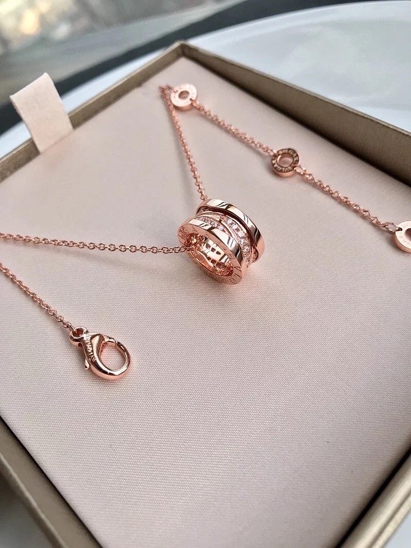 Bulgari B.Zero1 Rose Gold Diamond Hollow Pendant Necklace view