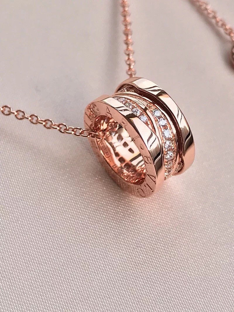 Bulgari B.Zero1 Rose Gold Diamond Hollow Pendant Necklace view
