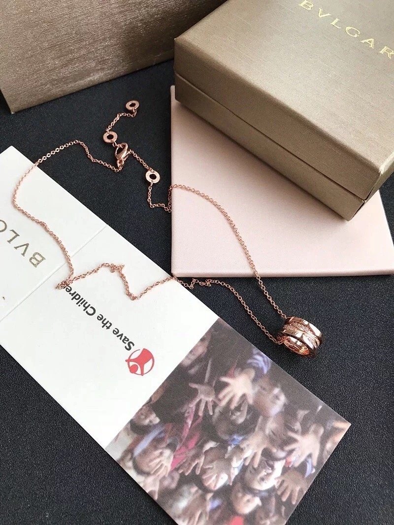 Bulgari B.Zero1 Rose Gold Diamond Hollow Pendant Necklace view