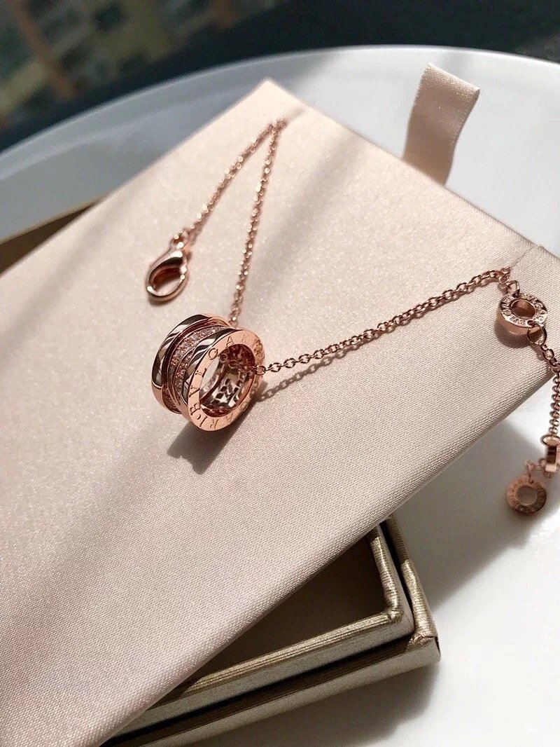 Bulgari B.Zero1 Rose Gold Diamond Hollow Pendant Necklace view