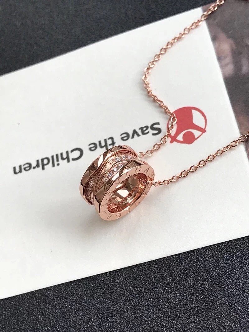 Bulgari B.Zero1 Rose Gold Diamond Hollow Pendant Necklace view