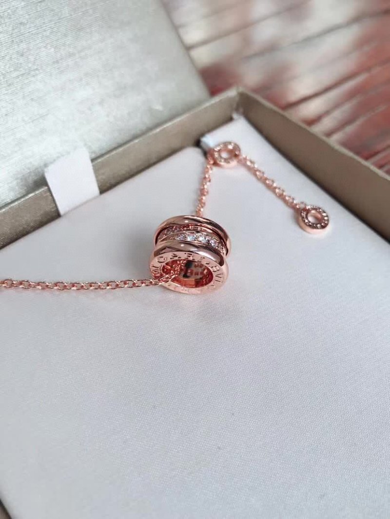 Bulgari B.Zero1 Rose Gold Diamond Hollow Pendant Necklace view