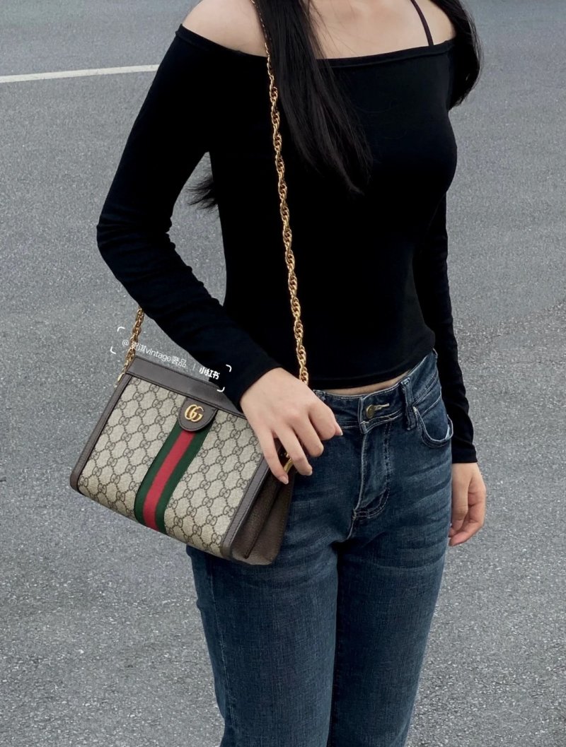 Gucci Ophidia GG Chain Shoulder Bag Beige view