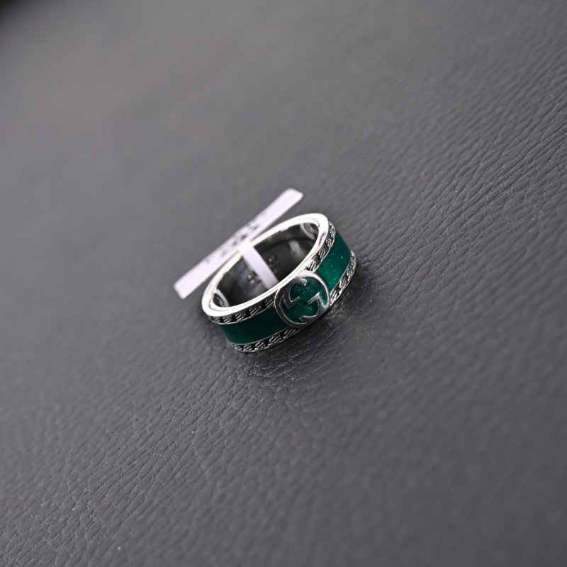Gucci GG Double G Letter Couple Ring - Silver Green view