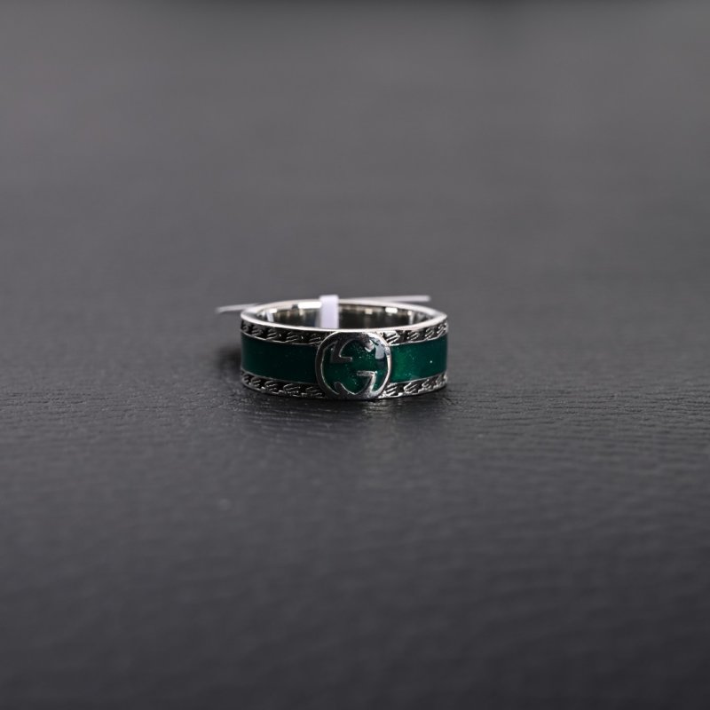 Gucci GG Double G Letter Couple Ring - Silver Green view