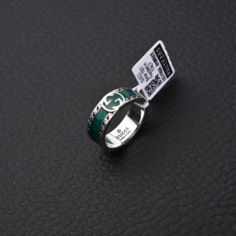 Gucci GG Double G Letter Couple Ring - Silver Green view