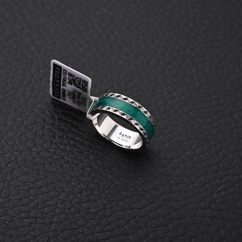 Gucci GG Double G Letter Couple Ring - Silver Green view