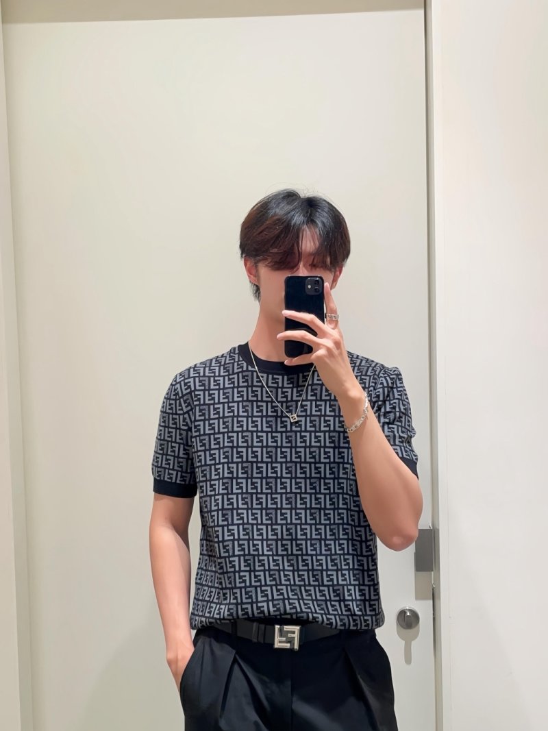 Fendi Monogram Short Sleeve T-Shirt Black Grey