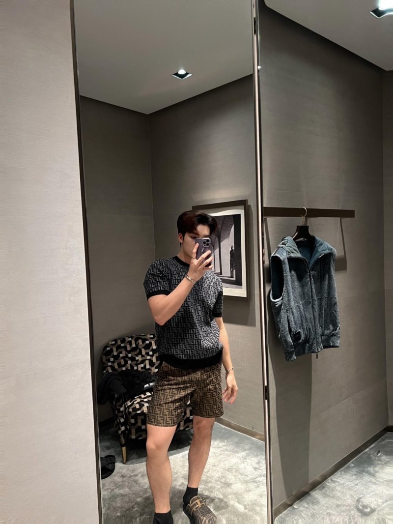 Fendi Monogram Short Sleeve T-Shirt Black Grey view
