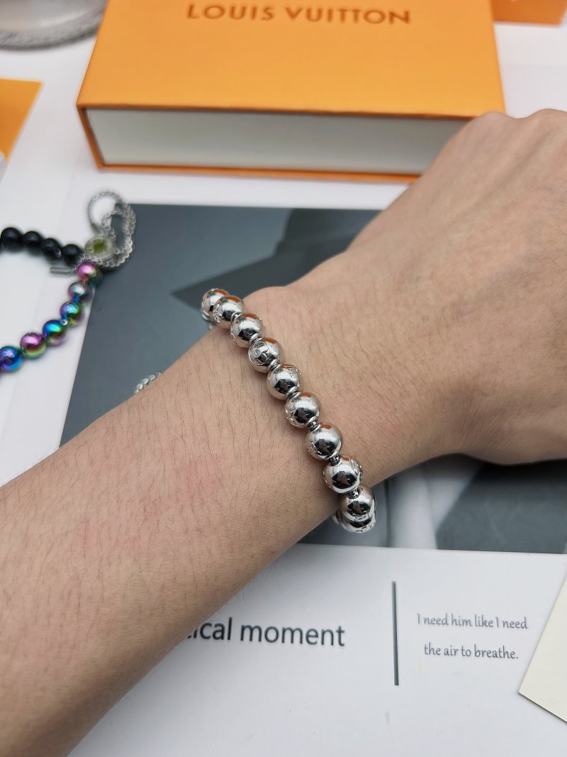 Louis Vuitton Monogram Colors Pearls Beaded Bracelet Silver view