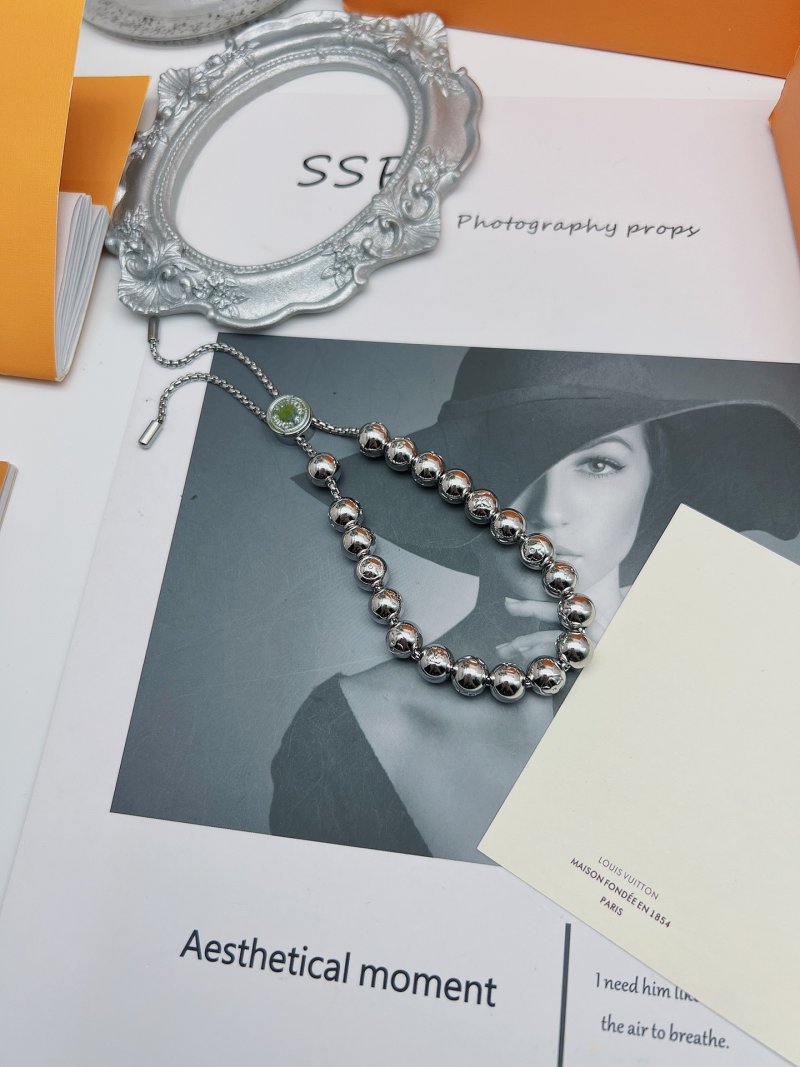 Louis Vuitton Monogram Colors Pearls Beaded Bracelet Silver view