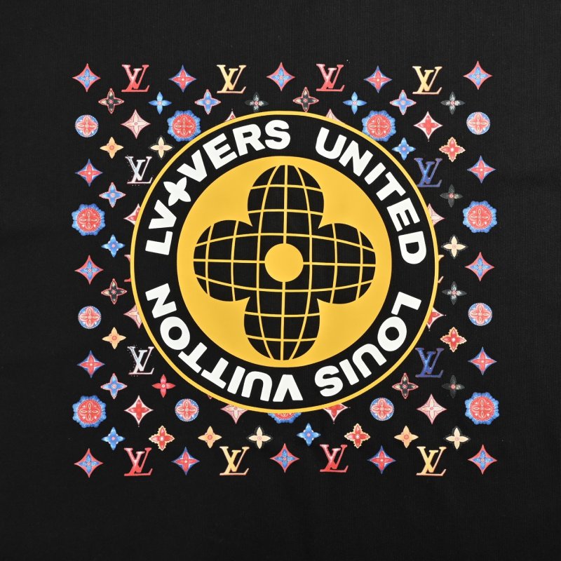 Black Graphic Print Short Sleeve T-Shirt with Colorful Logo Design view